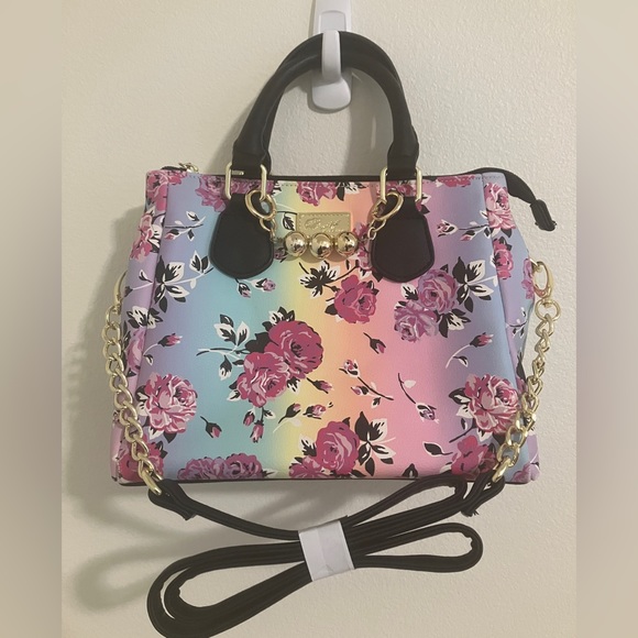 Betsey Johnson Handbags - Betsey Johnson 🌈 Luv Betsey rainbow colored floral midsize satchel